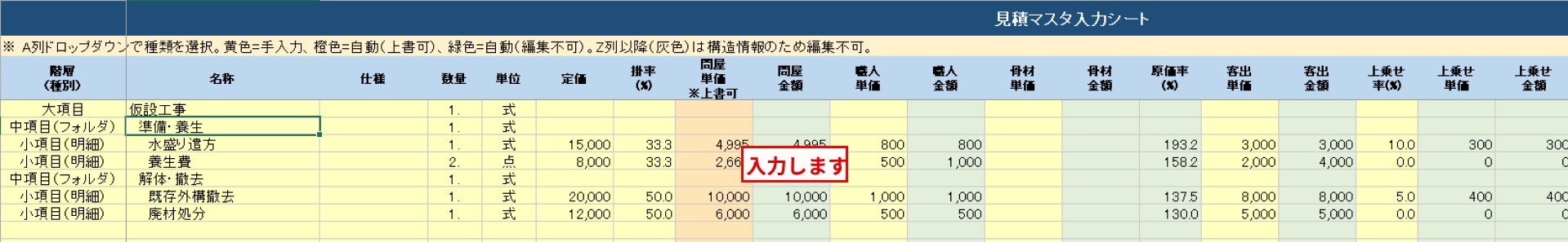フォーマット入力例